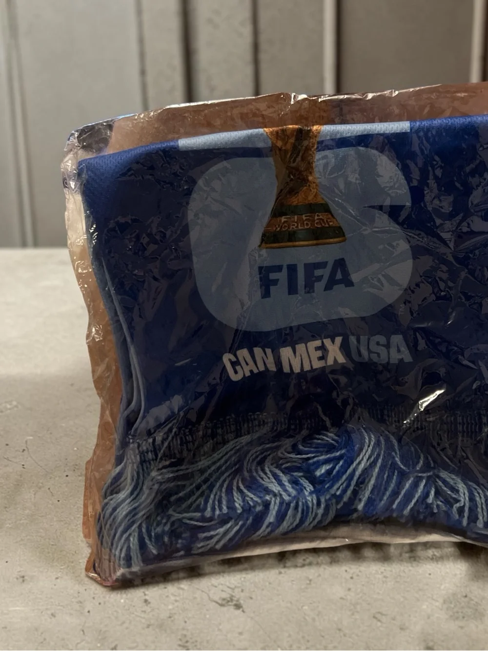 FIFA World Cup Blue Scarf with Trophy Graphic